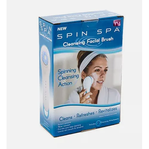 Perie de Curățare Facială Spin Spa - Electrică, Rezistentă la Apă, 2 Capete Incluse, Non-Toxică, pentru Îngrijire Personală